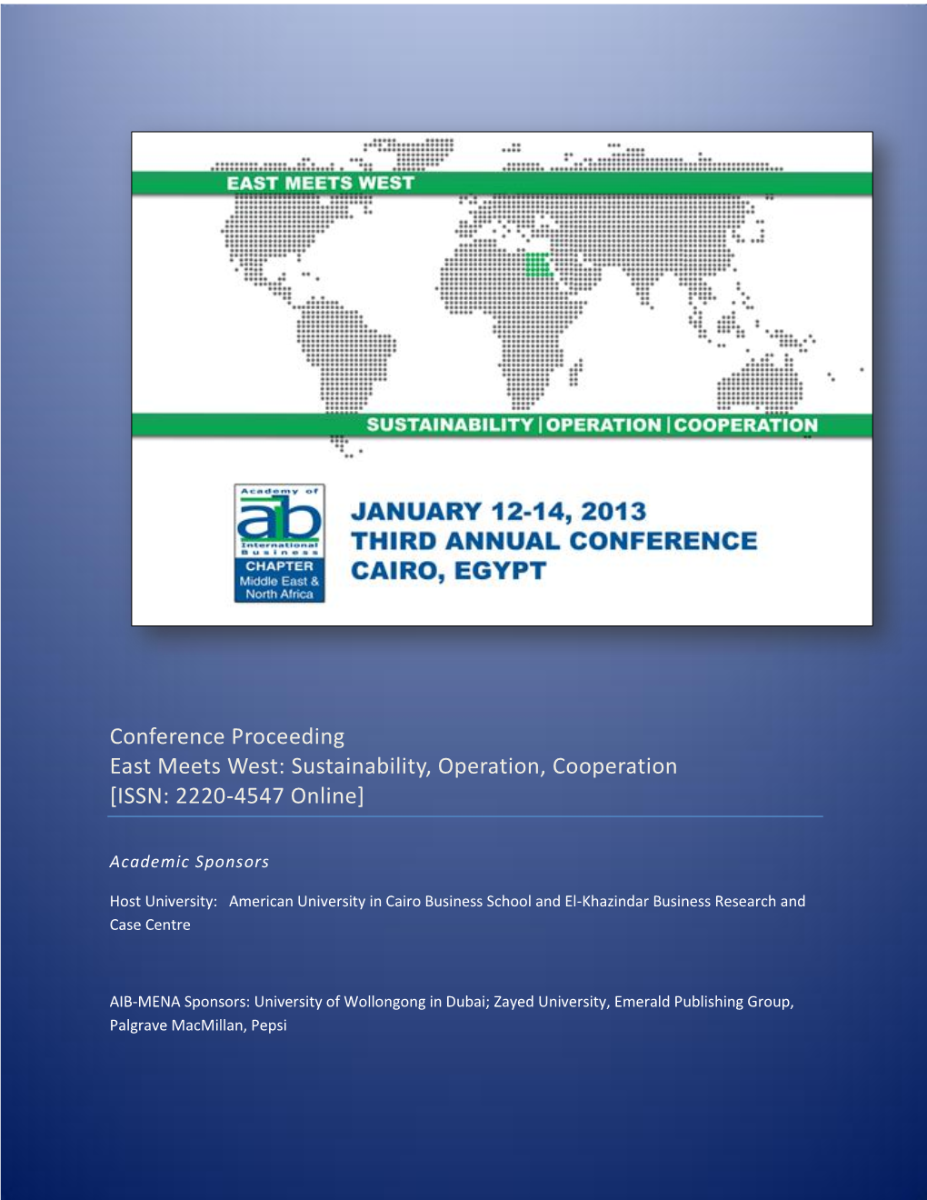 Conference Proceeding 2013: East Meets West