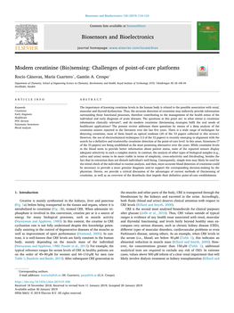 Modern Creatinine (Bio)Sensing Challenges of Point-Of-Care Platforms