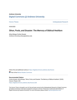 Sihon, Pools, and Disaster: the Memory of Biblical Heshbon