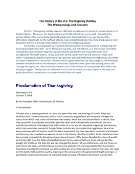 Proclamation of Thanksgiving