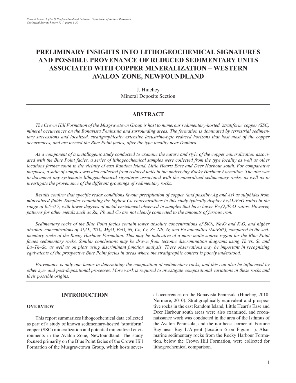 Preliminary Insights Into Lithogeochemical