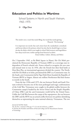 Education and Politics in Wartime School Systems in North and South Vietnam, 1965–1975
