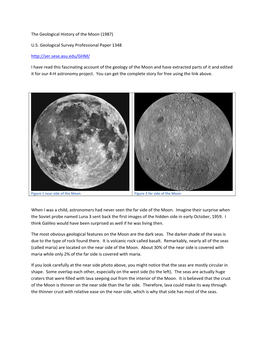 Notes on Geologic History of the Moon