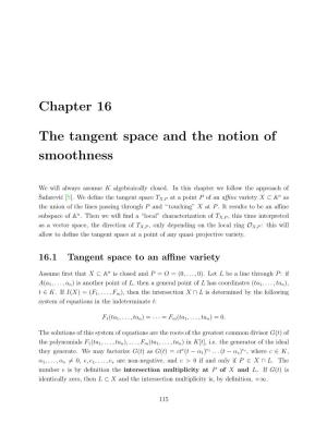 Chapter 16 the Tangent Space and the Notion of Smoothness