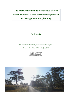 The Conservation Value of Australia's Stock Route Network: a Multi-Taxonomic Approach to Management and Planning
