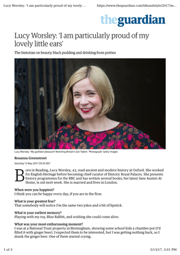 Lucy Worsley: ‘I Am Particularly Proud of My Lovely