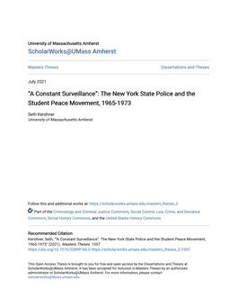 The New York State Police and the Student Peace Movement, 1965-1973