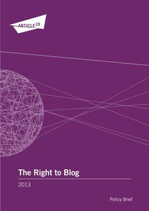 The Right to Blog 2013