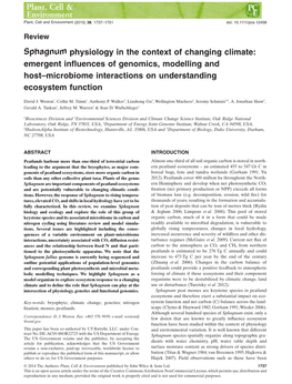 Sphagnum Physiology in the Context of Changing Climate: Emergent Influences of Genomics, Modelling and Host–Microbiome Interac