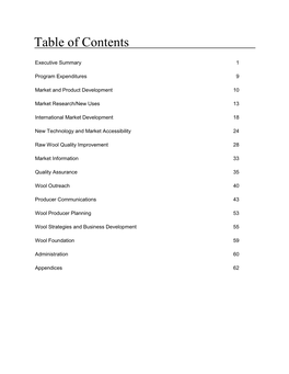 Table of Contents Executive Summary 1 Program Expenditures 9