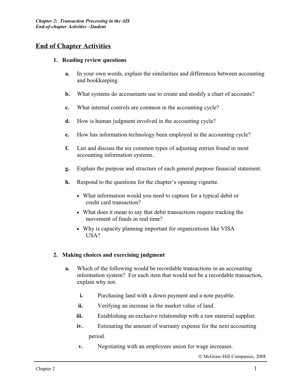 Chapter 2: Transaction Processing in the AIS