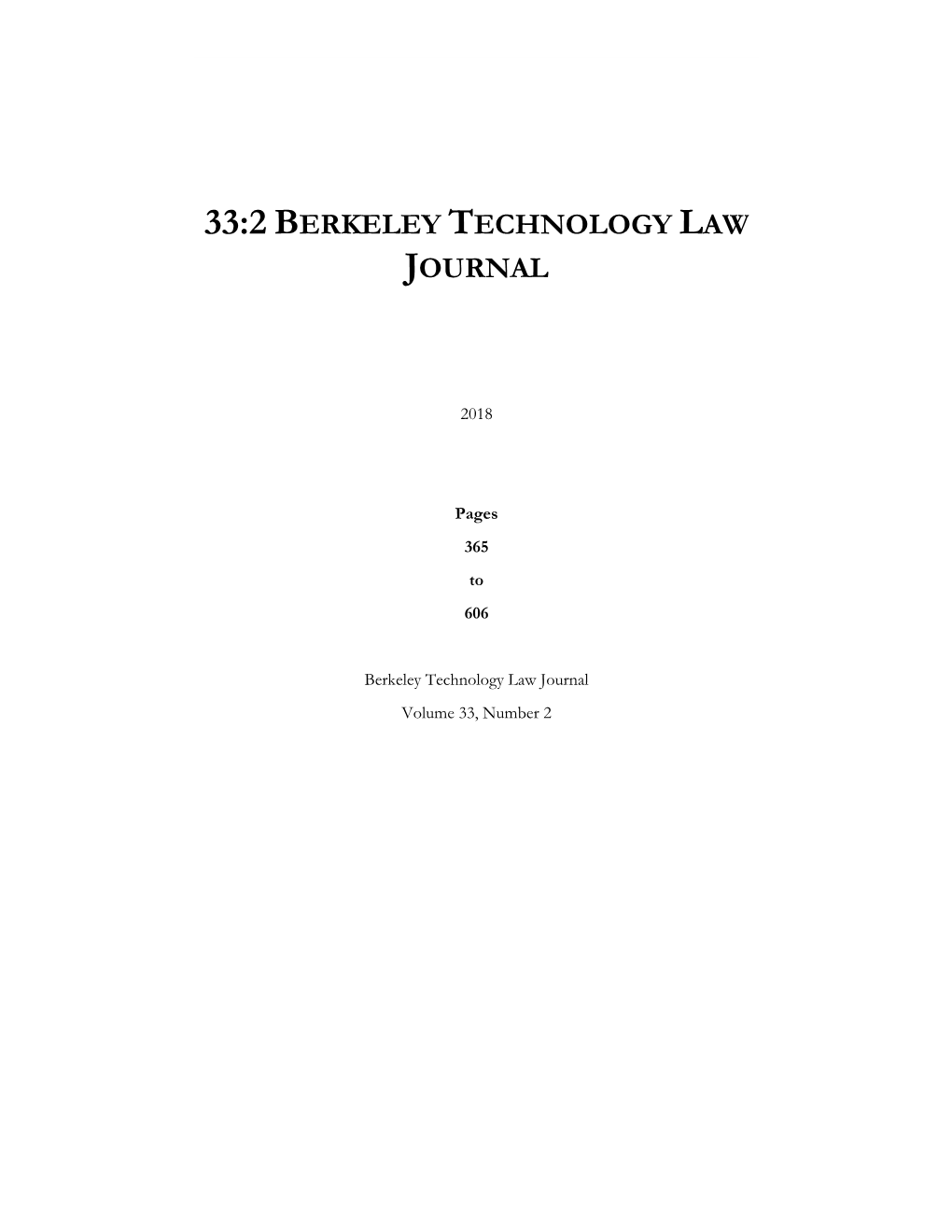 33:2 Berkeley Technology Law Journal