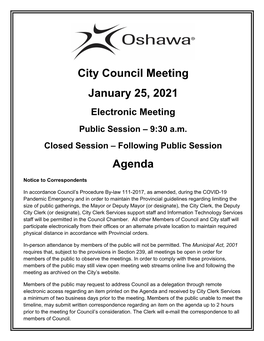 City Council Agenda January 25, 2021 Page 1