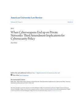 Third Amendment Implications for Cybersecurity Policy Alan Butler