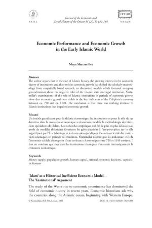 Economic Performance and Economic Growth in the Early Islamic World