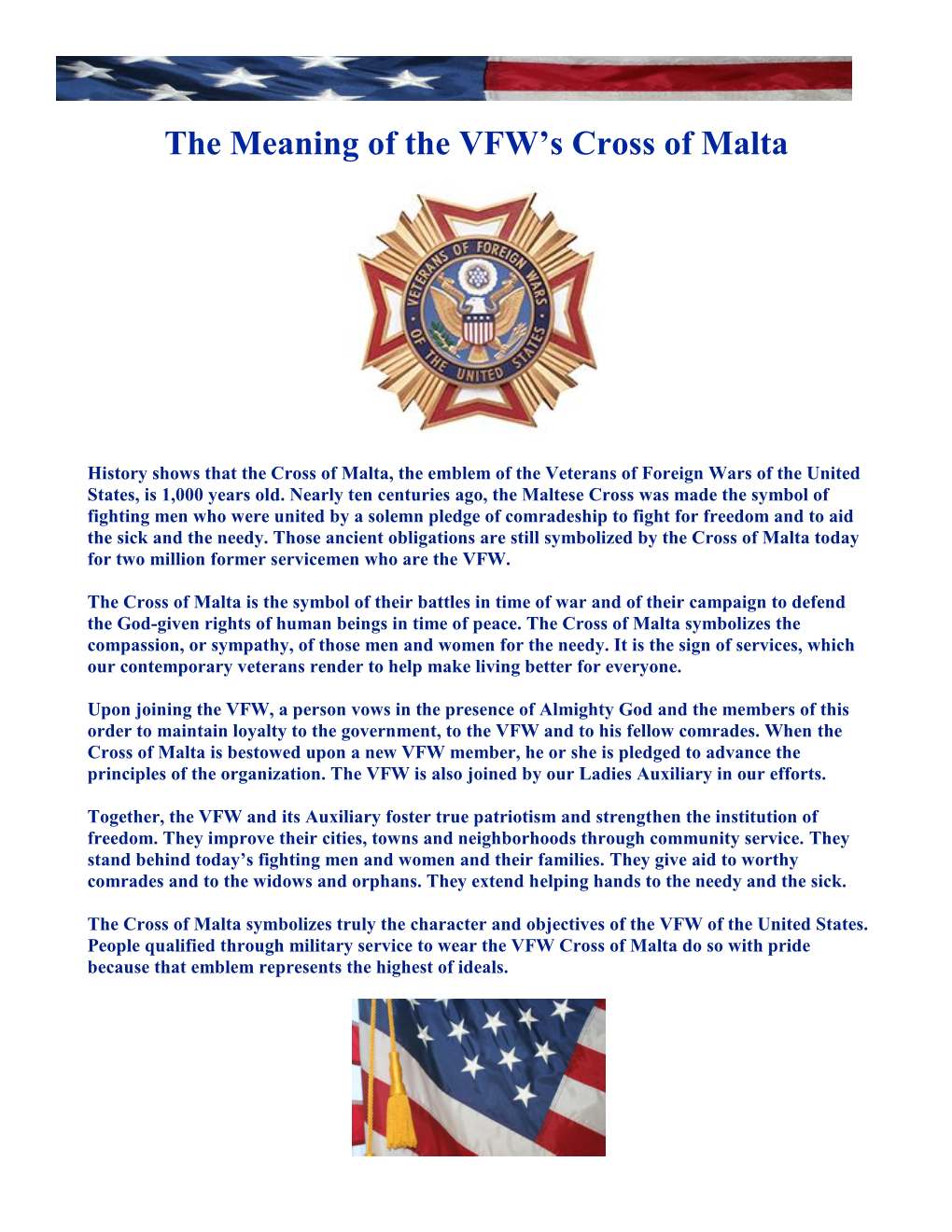 The Meaning of the VFW's Cross of Malta