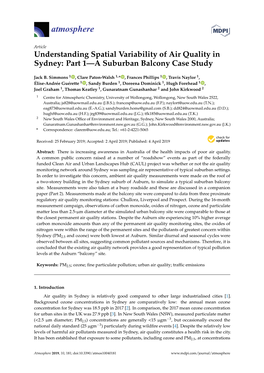 Understanding Spatial Variability of Air Quality in Sydney: Part 1—A Suburban Balcony Case Study