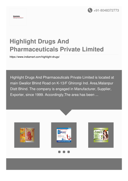 Highlight Drugs and Pharmaceuticals Private Limited