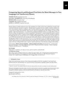 Comparing Speech and Keyboard Text Entry for Short Messages in Two Languages on Touchscreen Phones