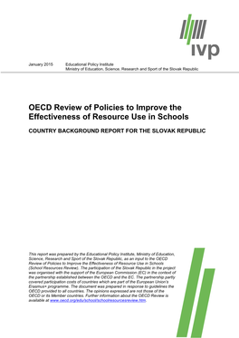 OECD Review of Policies to Improve the Effectiveness of Resource Use in Schools