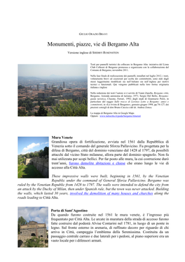 Monumenti, Piazze, Vie Di Bergamo Alta
