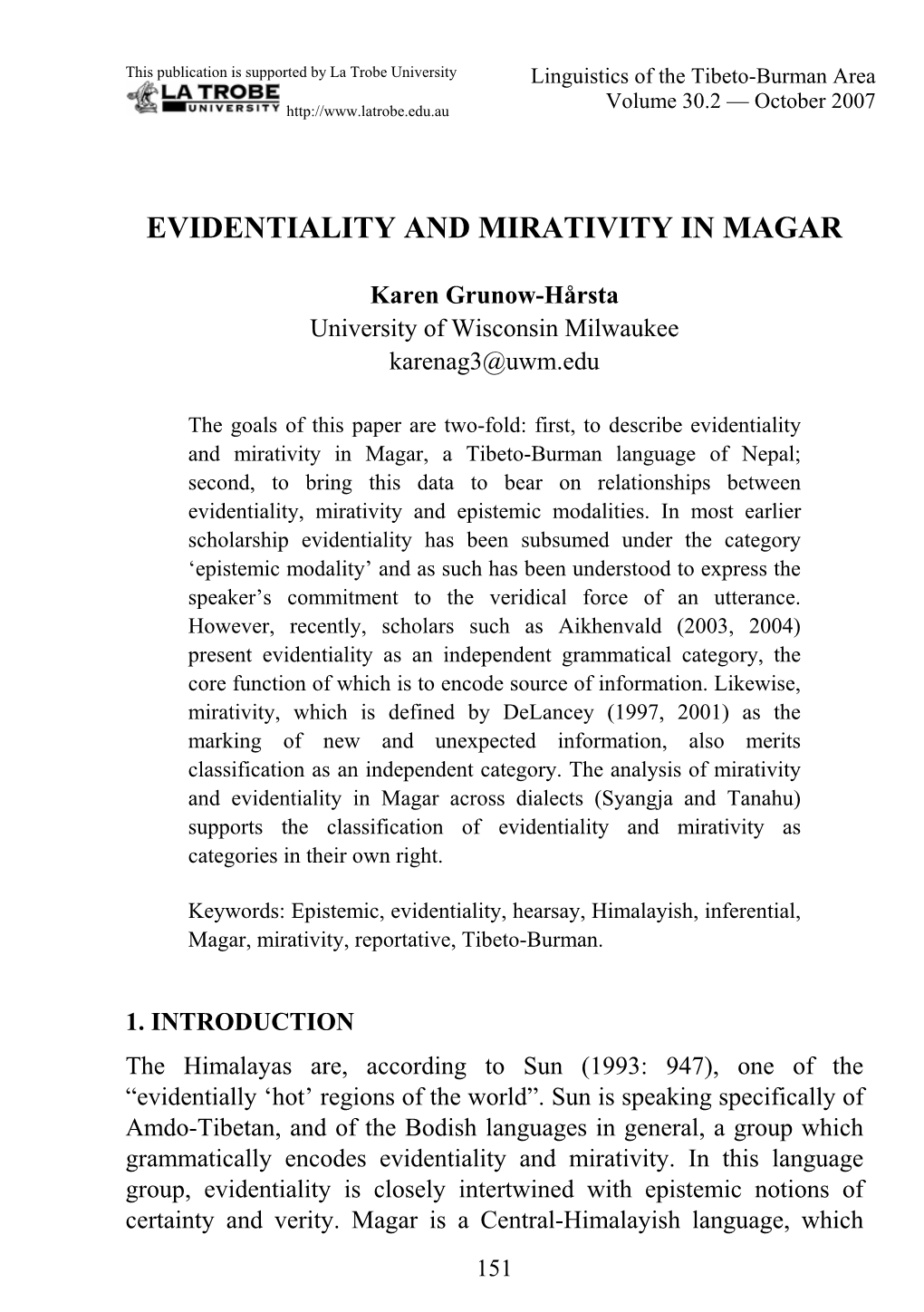 Evidentiality and Mirativity in Magar