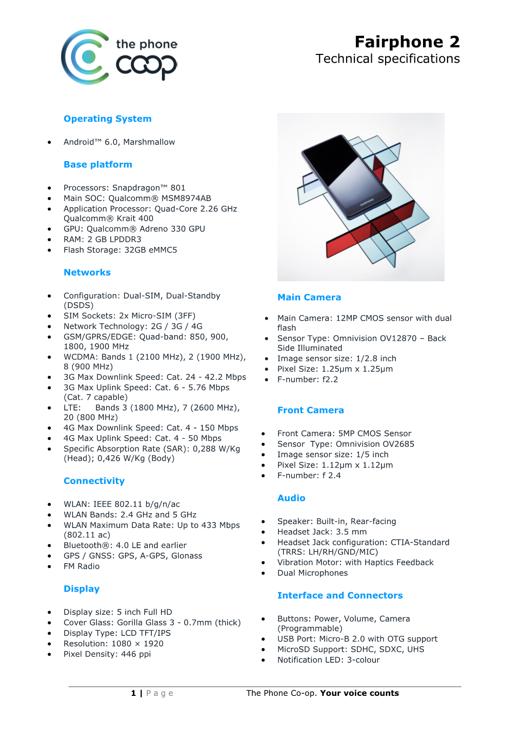 Fairphone 2 Technical Specifications