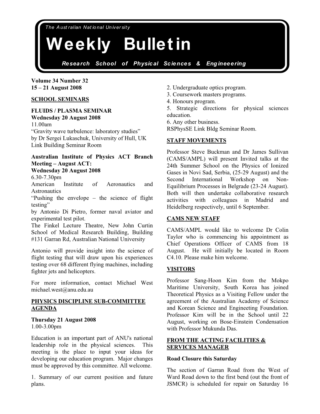 Weekly Bulletin