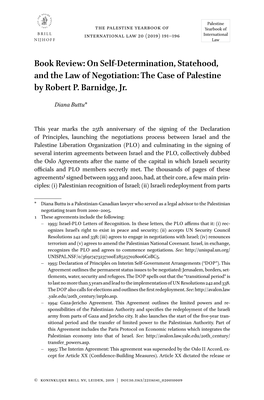 Book Review: on Self-Determination, Statehood, and the Law of Negotiation: the Case of Palestine by Robert P