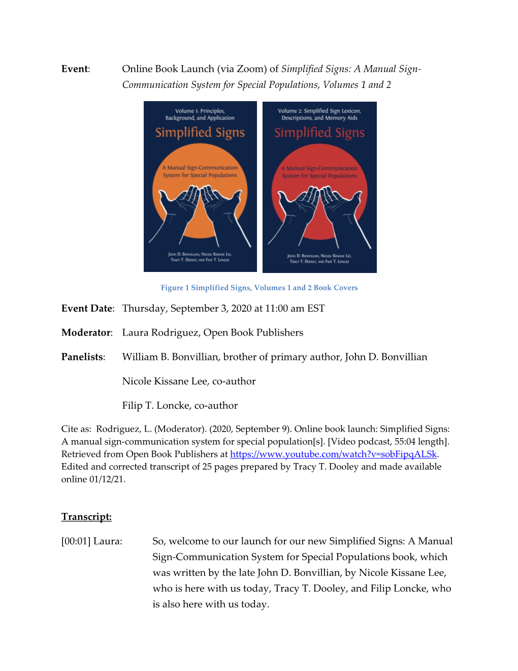 Simplified Signs Book Launch Transcript