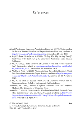 Crisis and Terror in the Age of Anxiety, DOI 10.1057/978-1-137-51629-9 212 References