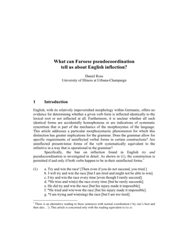 What Can Faroese Pseudocoordination Tell Us About English Inflection?