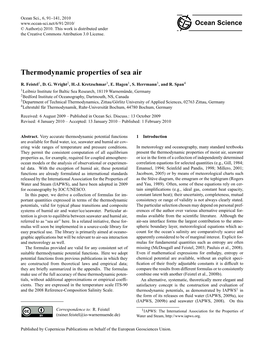 Thermodynamic Properties of Sea Air