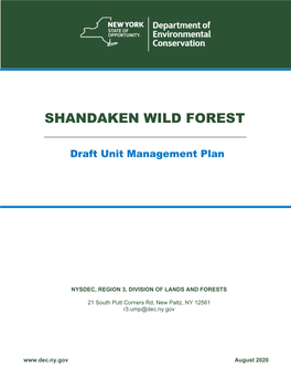 Shandaken Wild Forest Unit Management Plan