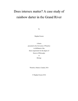 Does Intersex Matter? a Case Study of Rainbow Darter in the Grand River