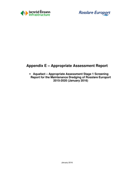 Appendix E – Appropriate Assessment Report