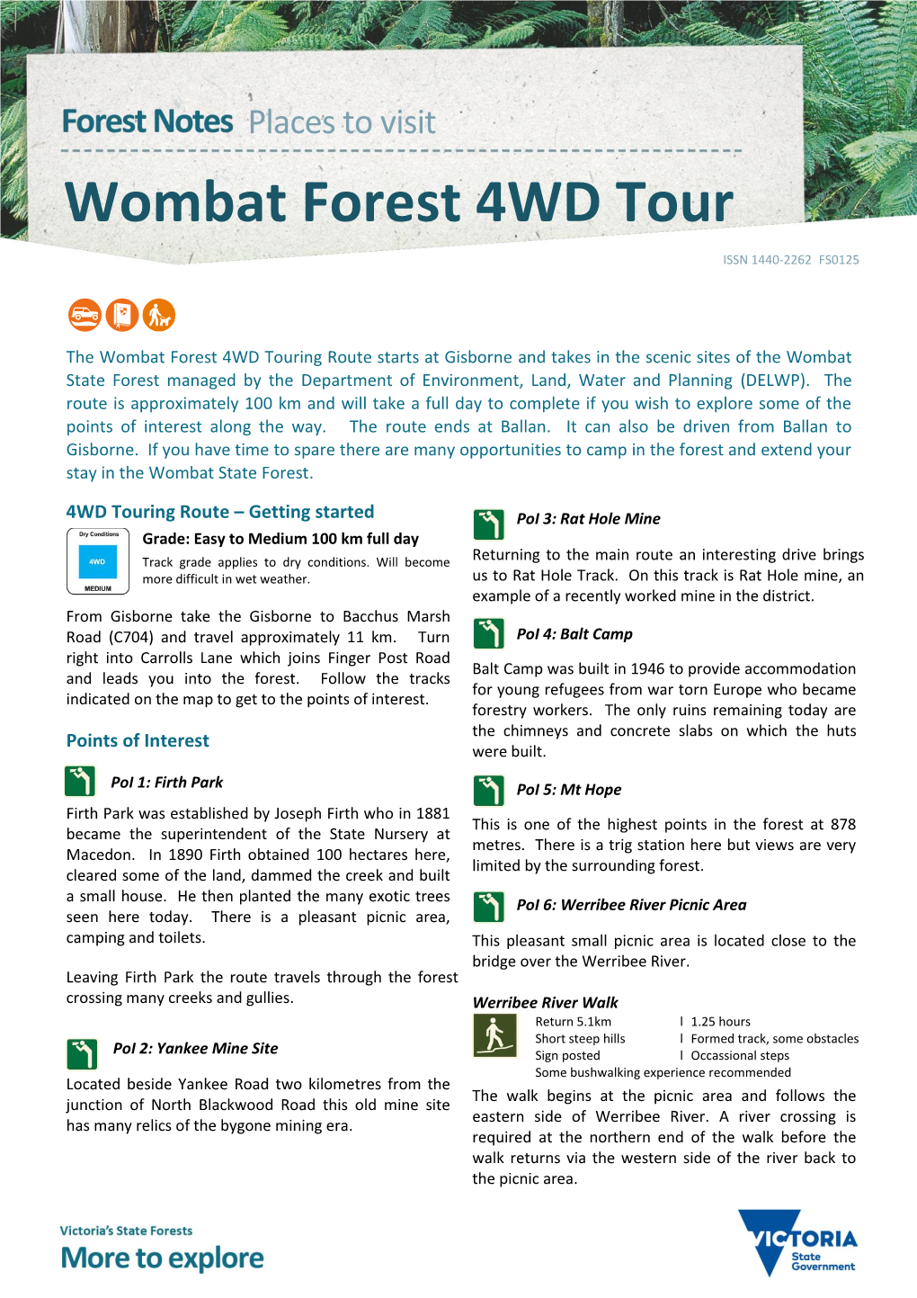Wombat Forest 4WD Tour ISSN 1440 -2262 FS0125