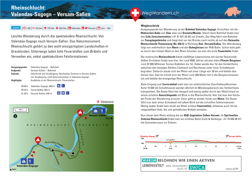 Rheinschlucht: Valendas-Sagogn – Versam-Safien