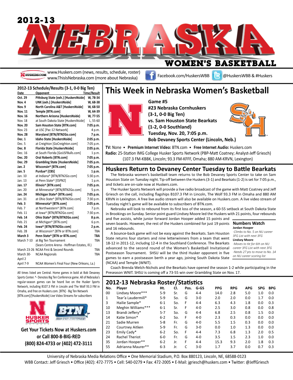 This Week in Nebraska Women's Basketball