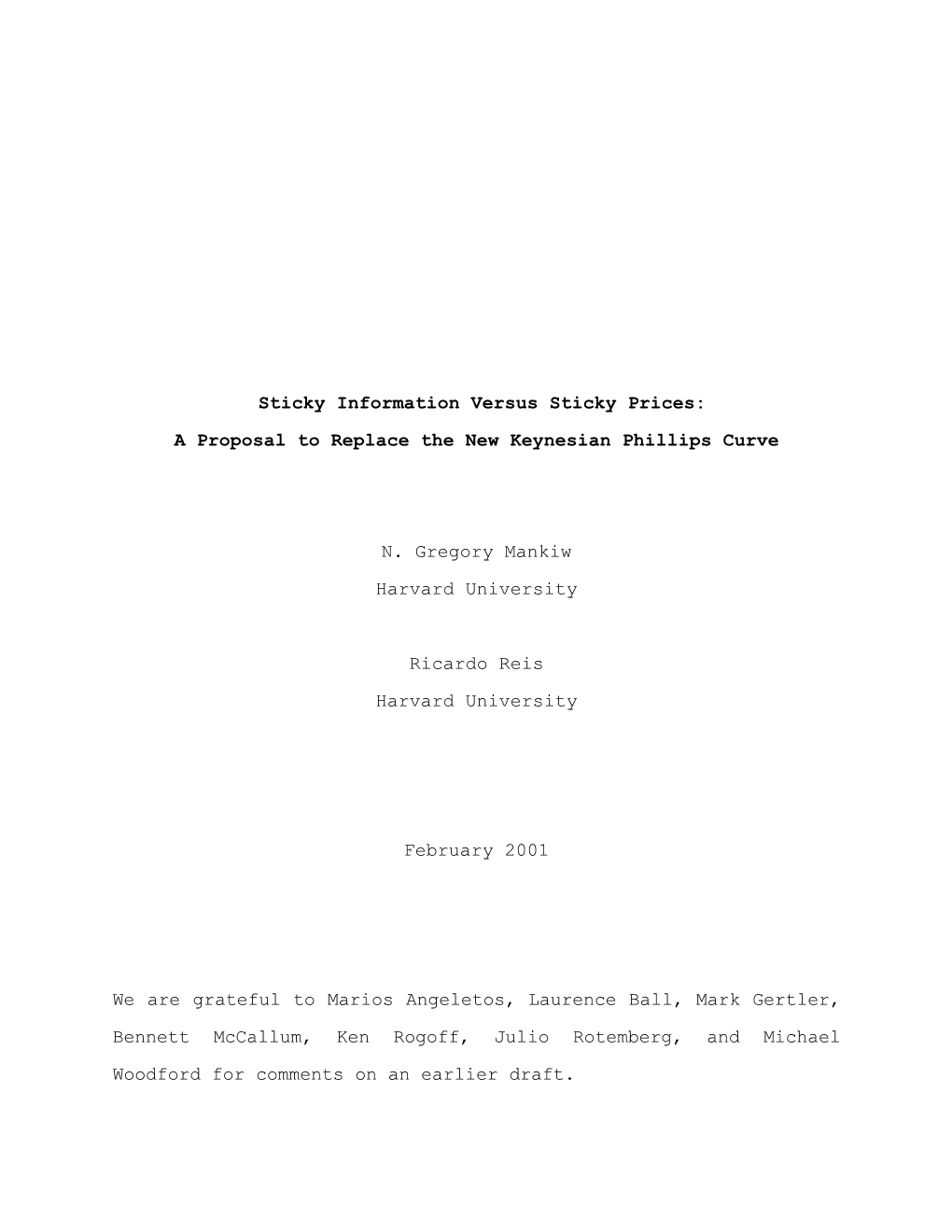 Sticky Information Versus Sticky Prices: a Proposal to Replace the New Keynesian Phillips Curve