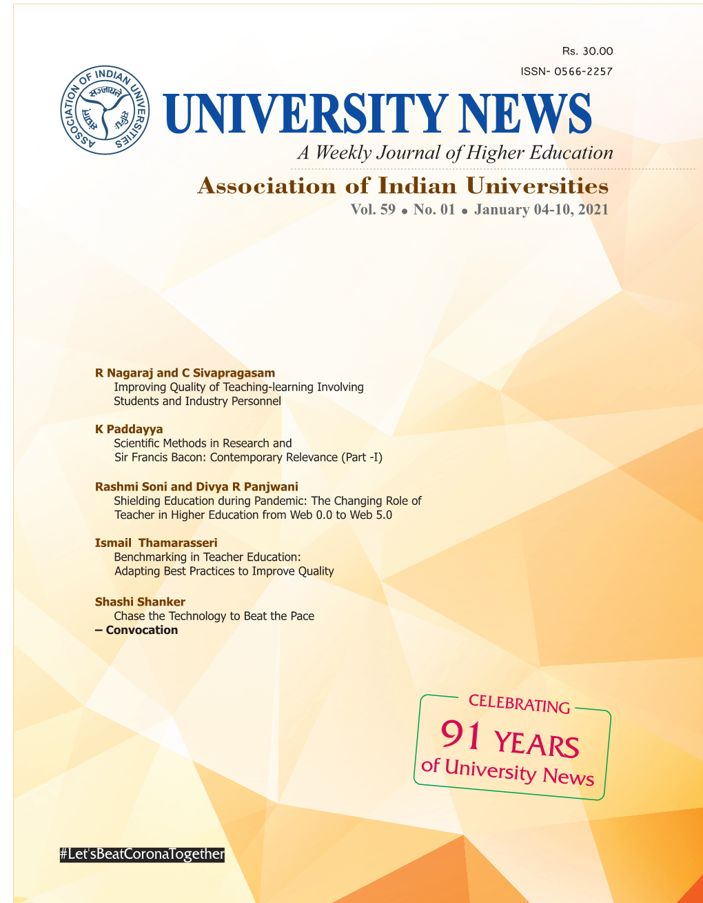 University News Vol-59, No-01, January 04-10, 2021