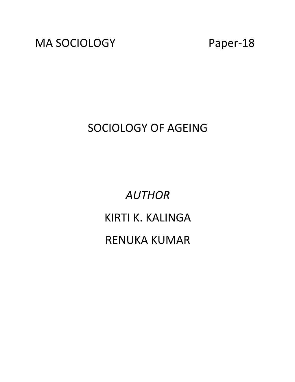 Paper-18 Sociology of Ageing