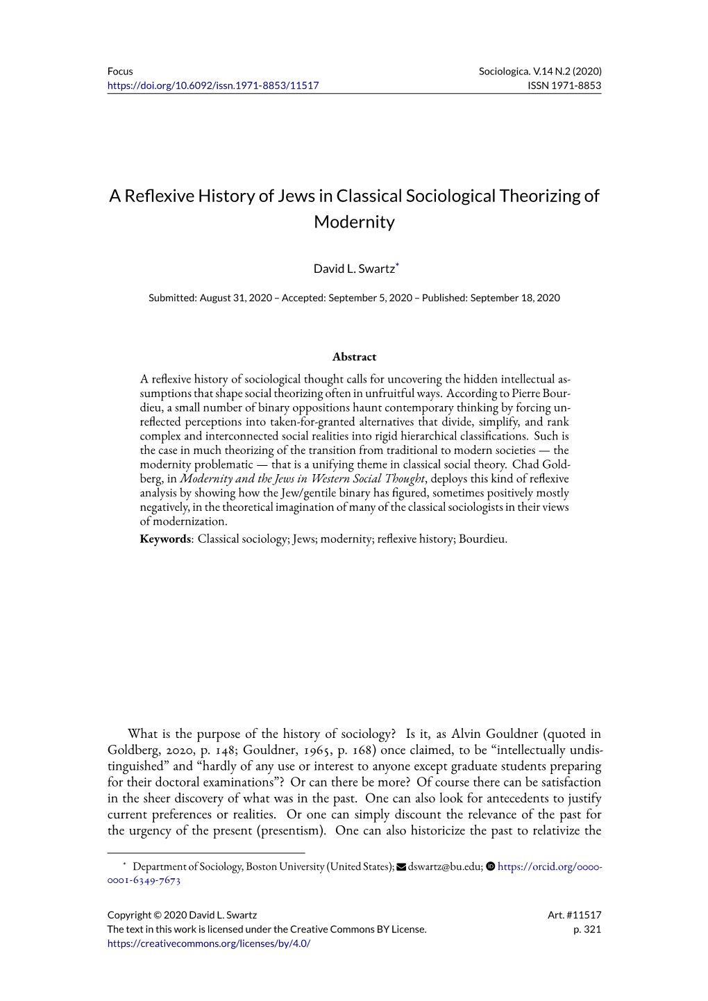 A Reflexive History of Jews in Classical Sociological Theorizing of Modernity