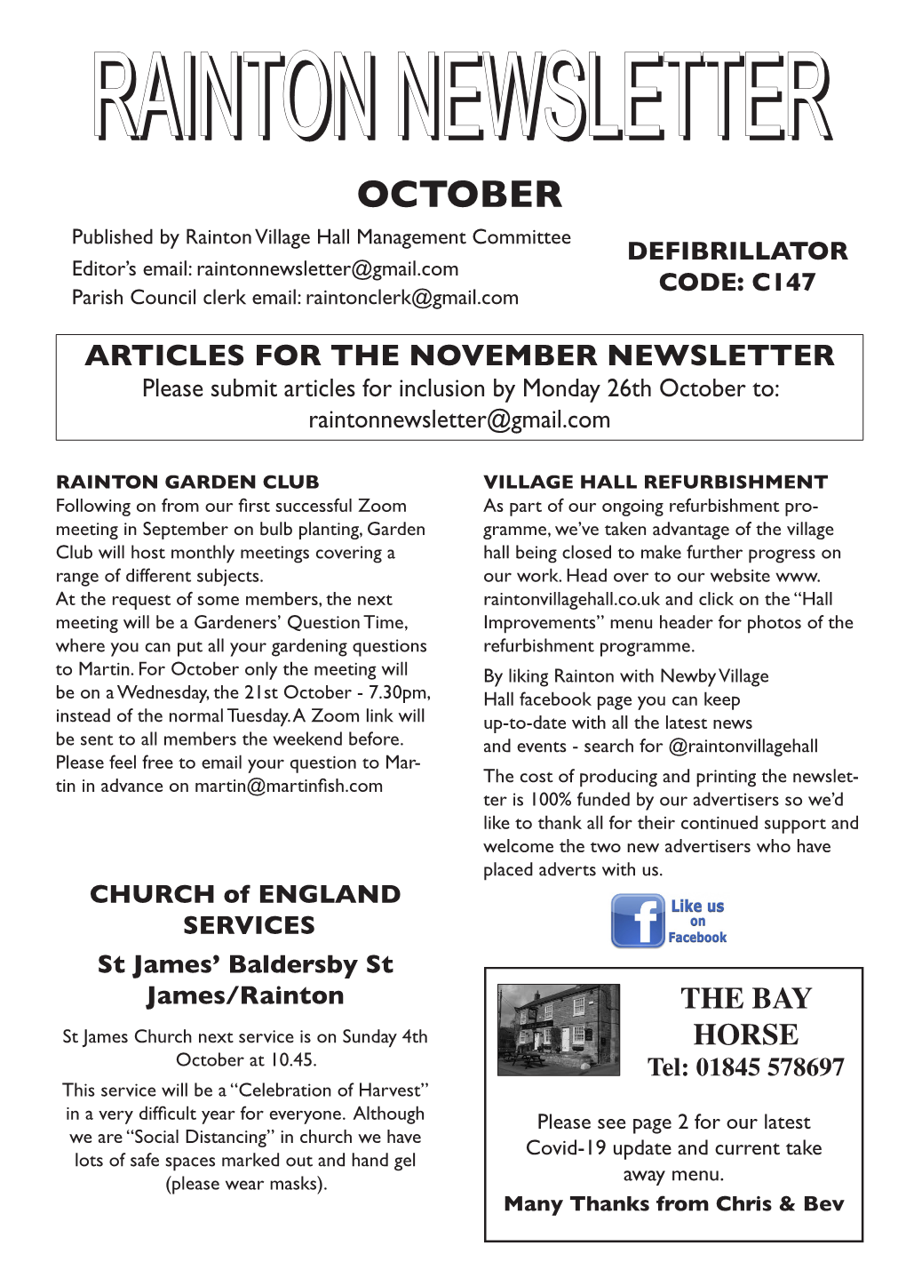 Rainton Newsletter Rainton Newsletter
