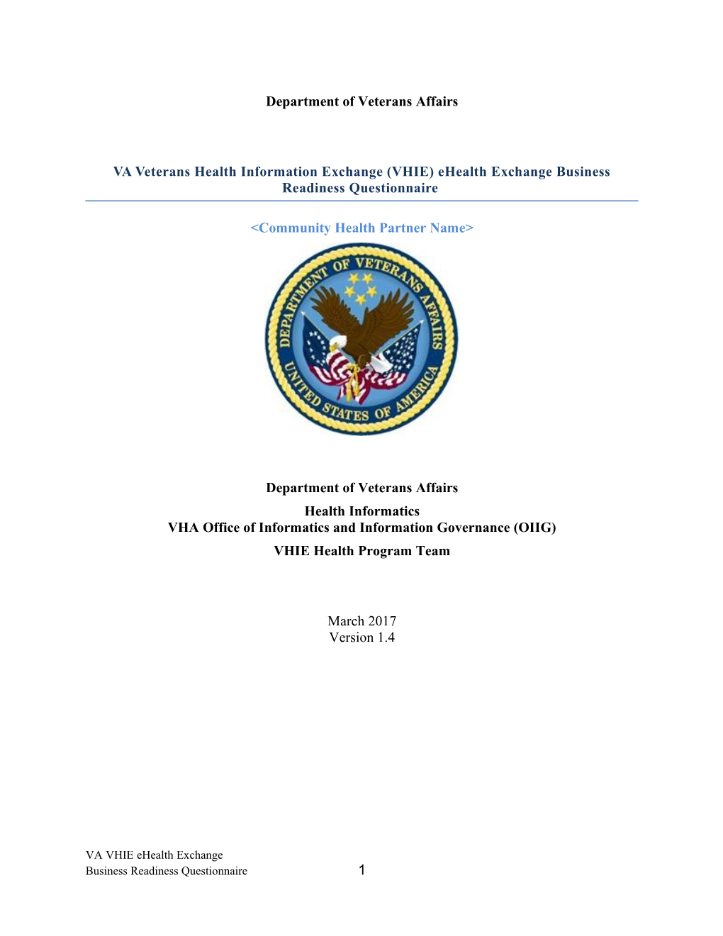 VA Nwhin Exchange Business Partner Readiness Survey VA Answers