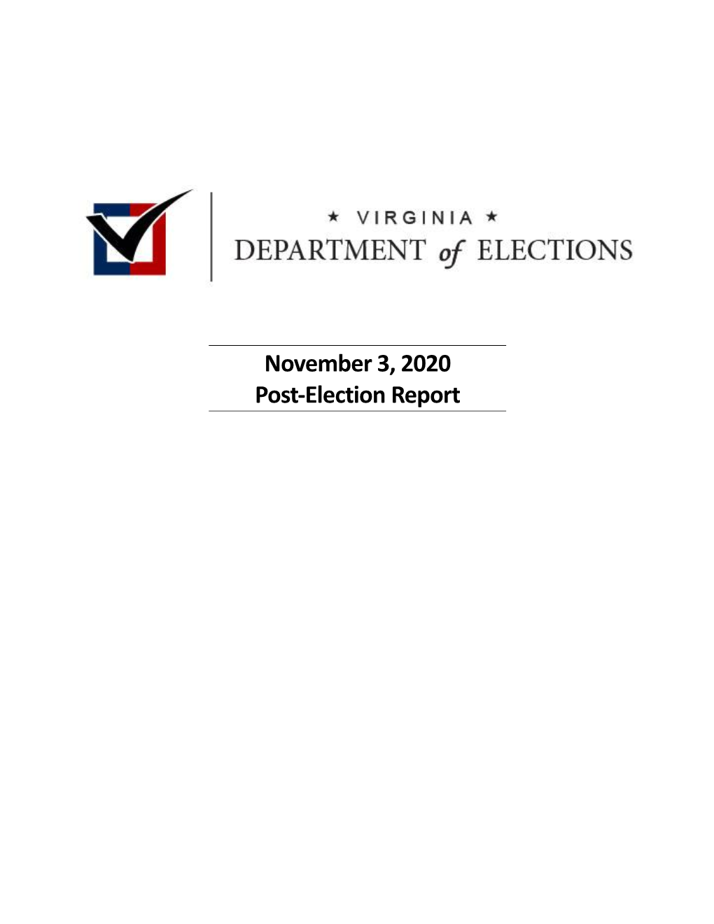 November 3, 2020 Post-Election Report