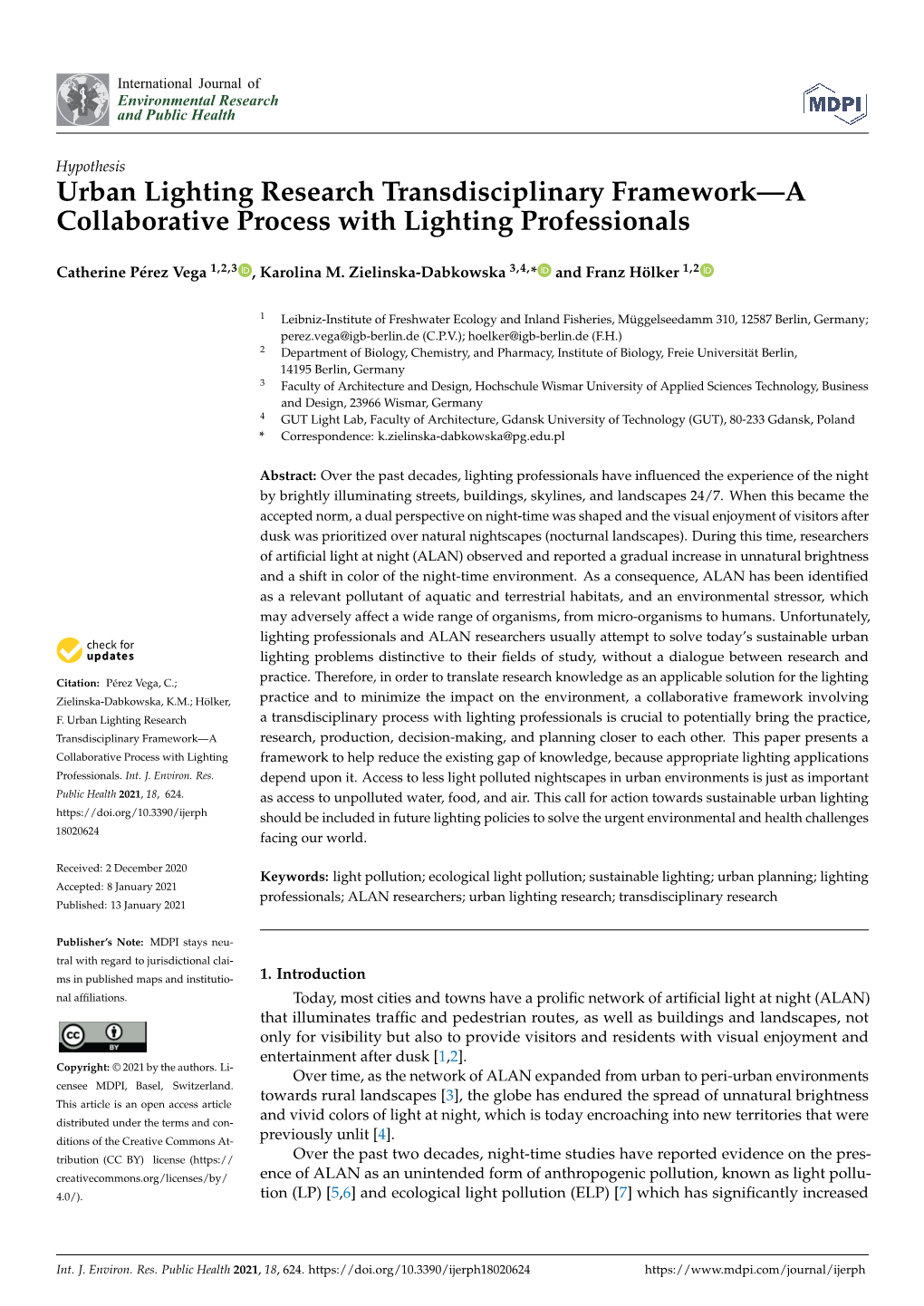 Urban Lighting Research Transdisciplinary Framework—A Collaborative Process with Lighting Professionals