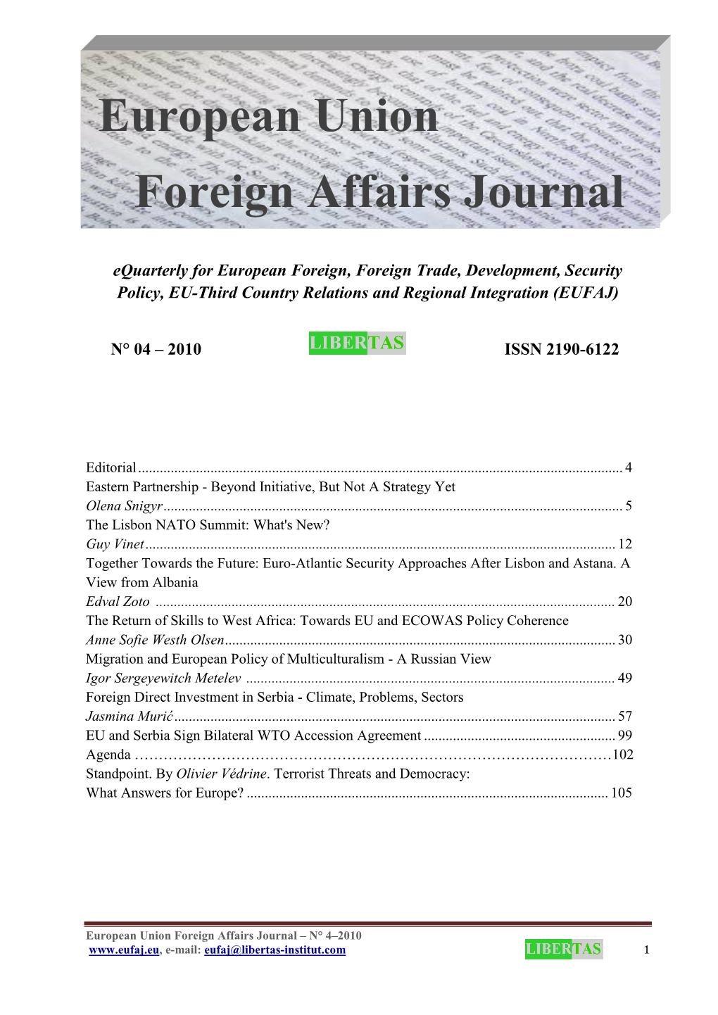 European Union Foreign Affairs Journal