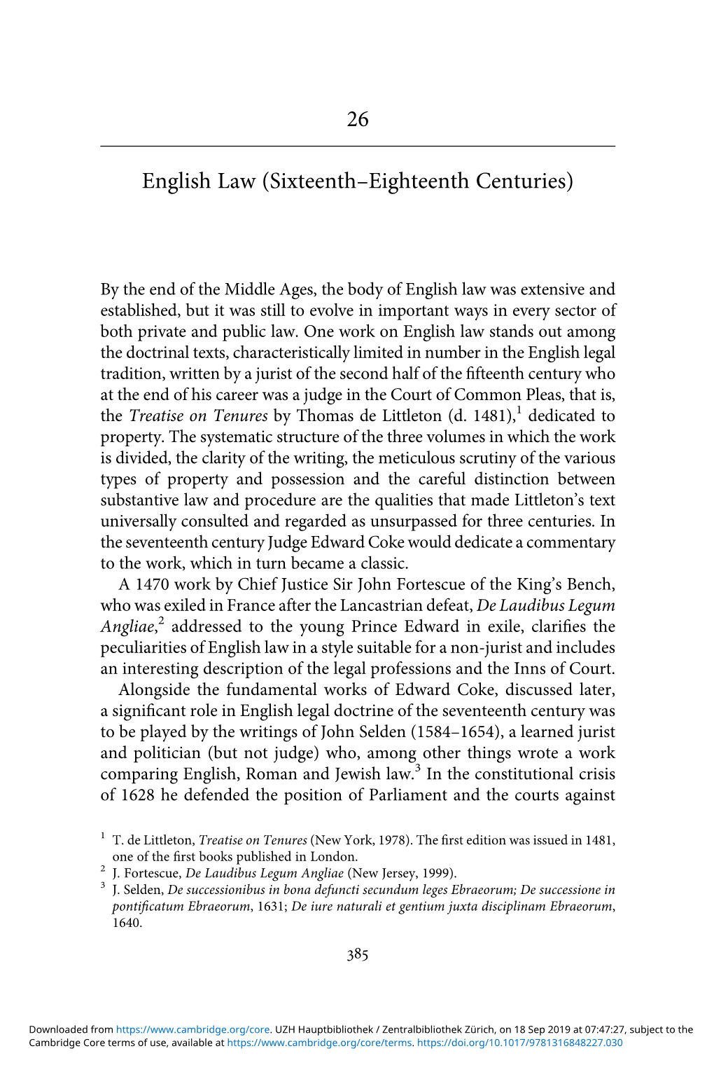 26 English Law (Sixteenth–Eighteenth Centuries)