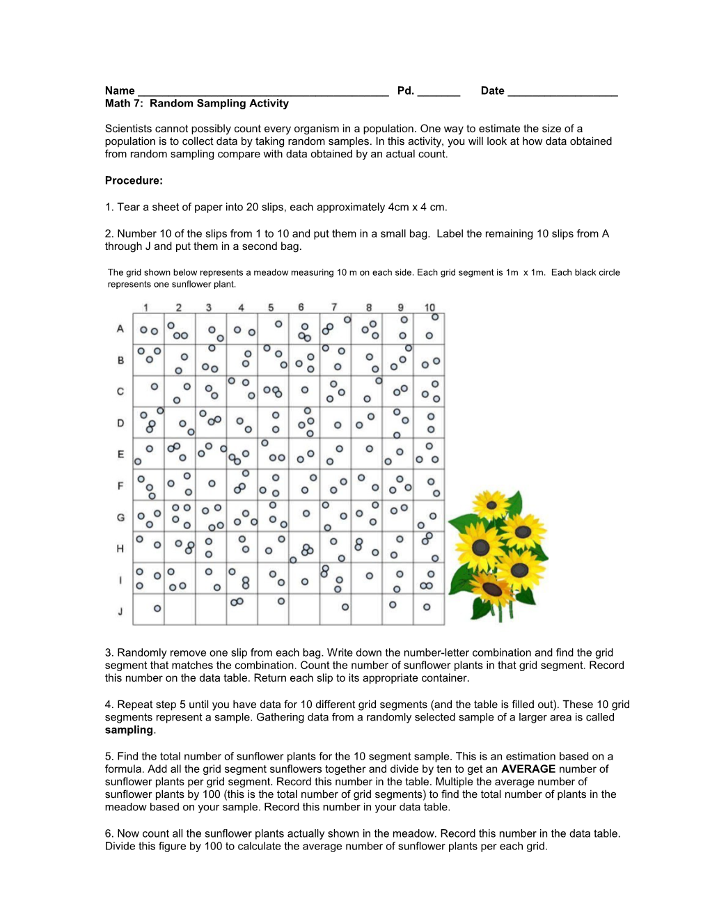 Math 7: Random Sampling Activity